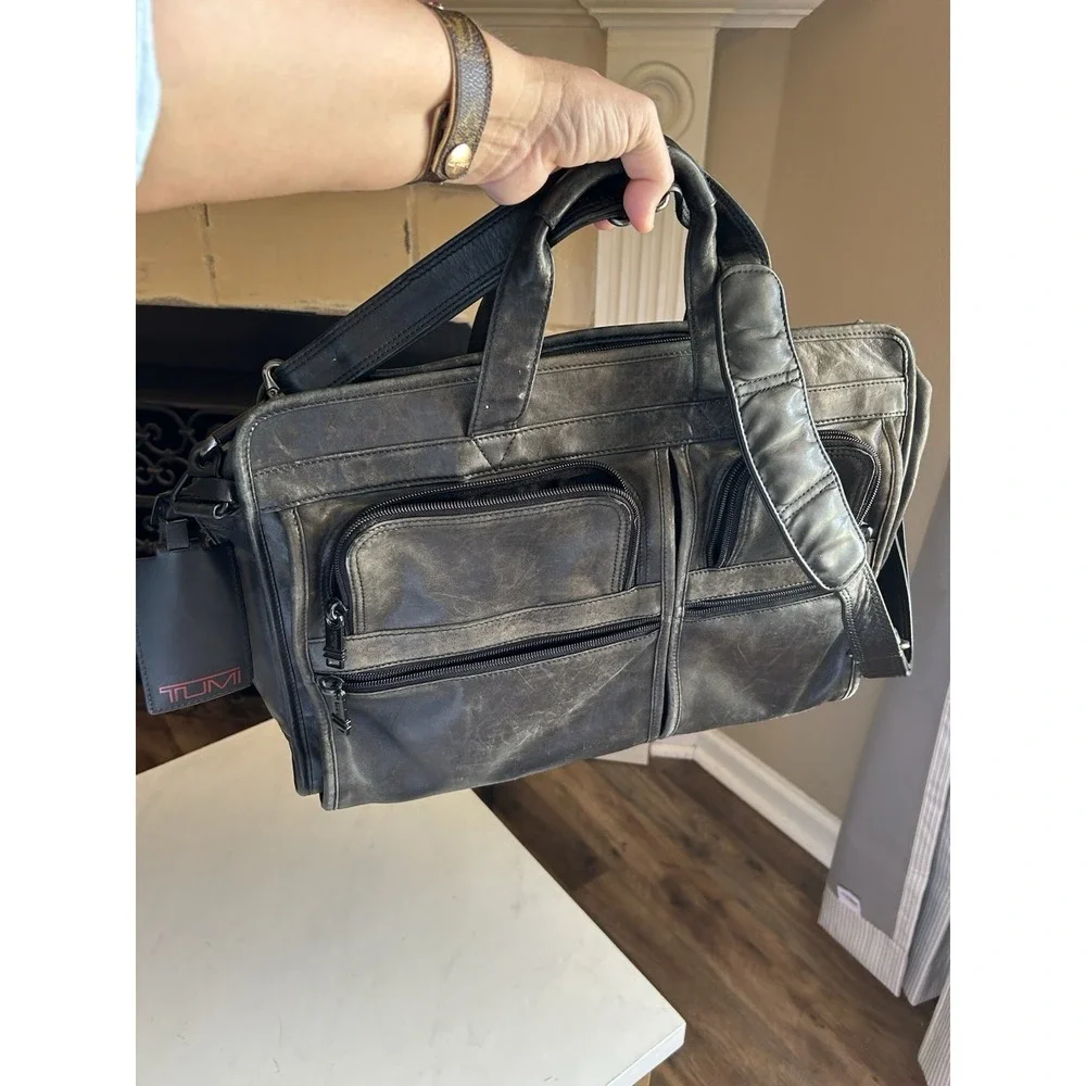 Tumi Alpha Black Napa Leather Briefcase Rare Vintage Piece Great Patina Attaché